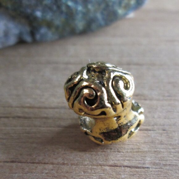 Antiqued Gold Plated Sterling Silver Ornament Spacer European Charm - Picture 8 of 11